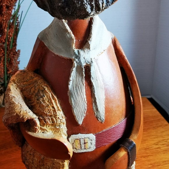 Vintage Hand Made Folk Art Leather Gourd Man in a Cowboy Hat Uruguay - Picture 7 of 14